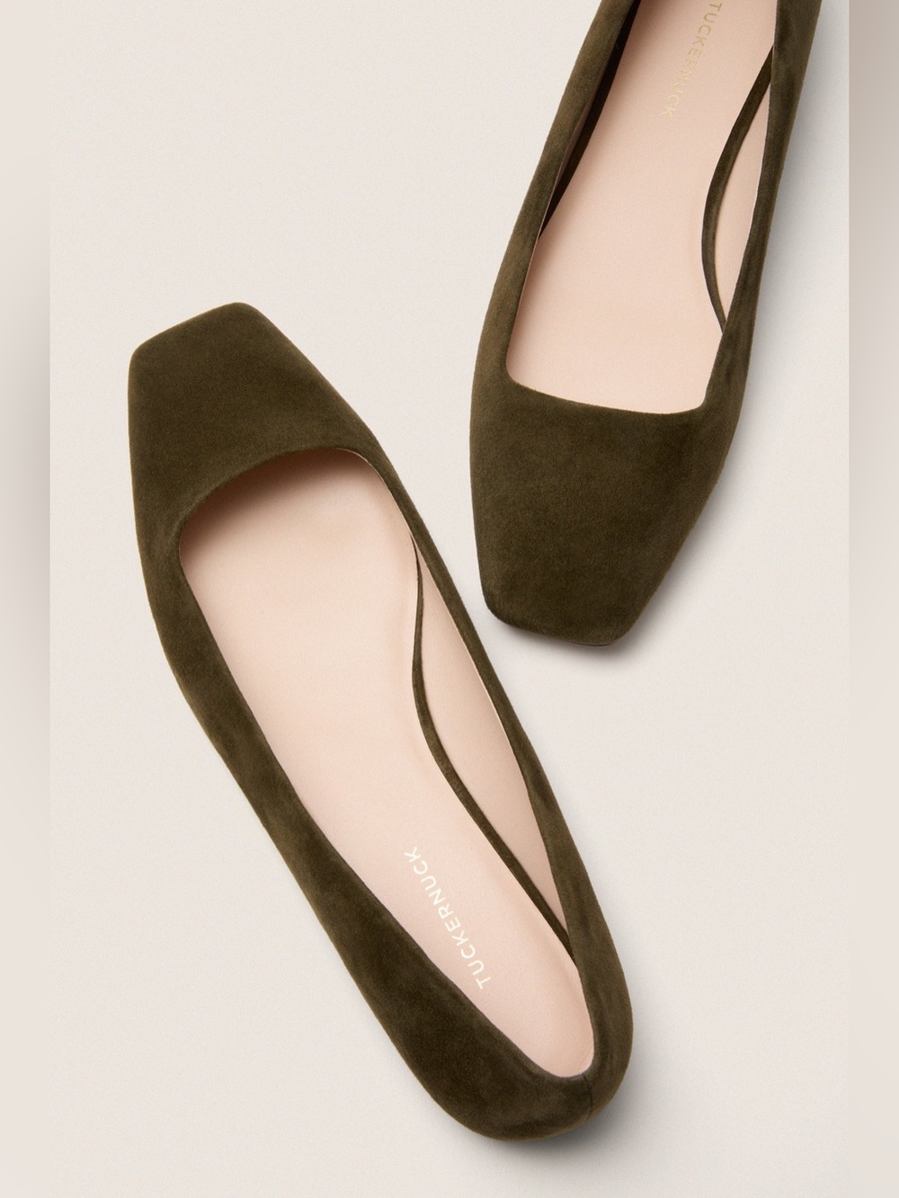 NWOT Tuckernuck Dark Olive Suede Nadia Ballet Flats